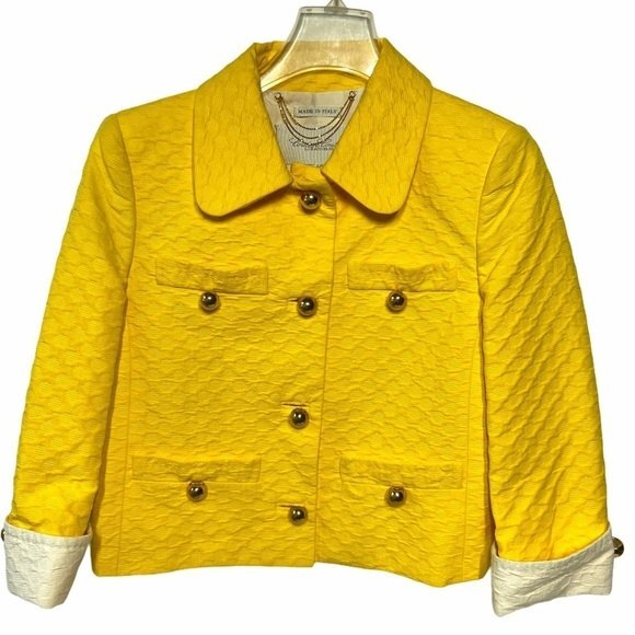 Couture Couture Jacquard 3/4 Sleeve Coat Twiggy Mod Style Los Angeles 40 M - Picture 3 of 15